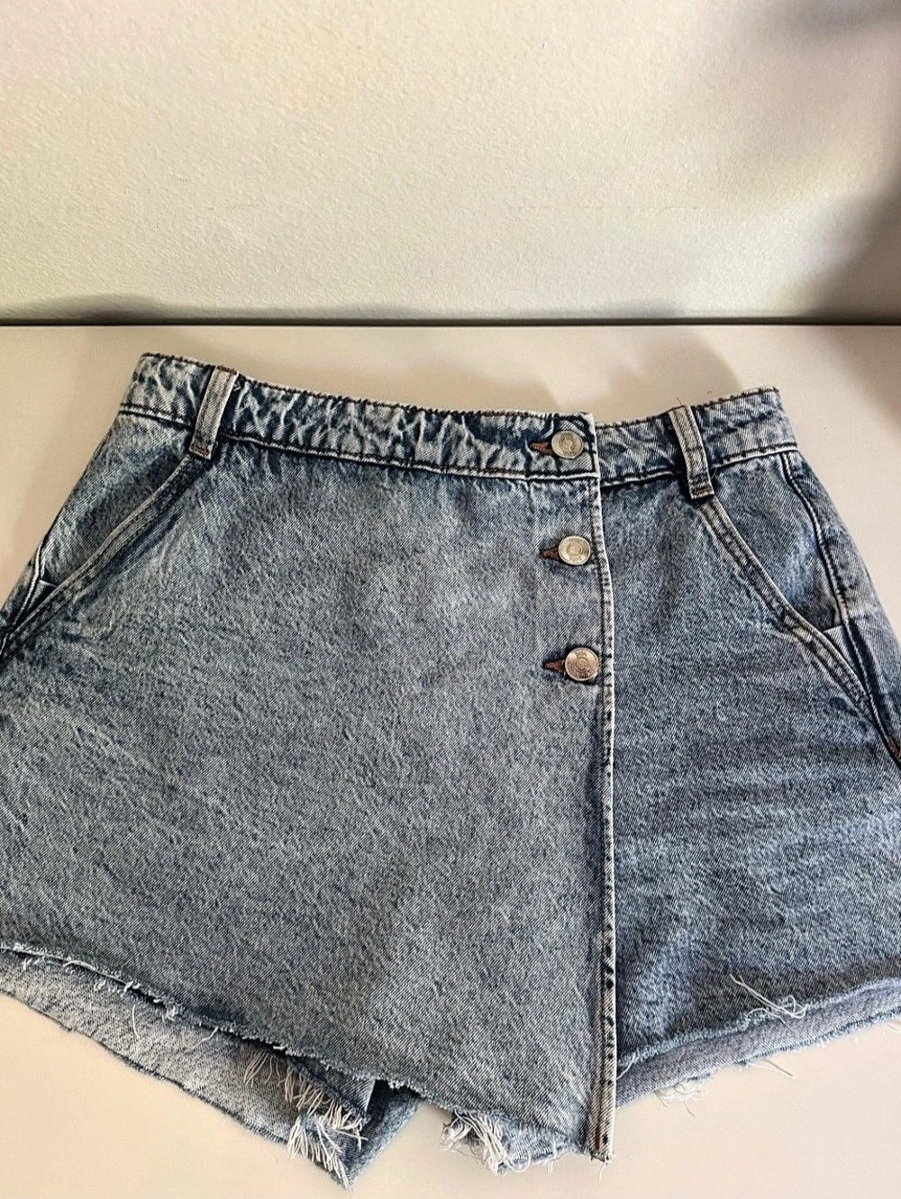 Zara Wrap Denim Skort Blue Size Small